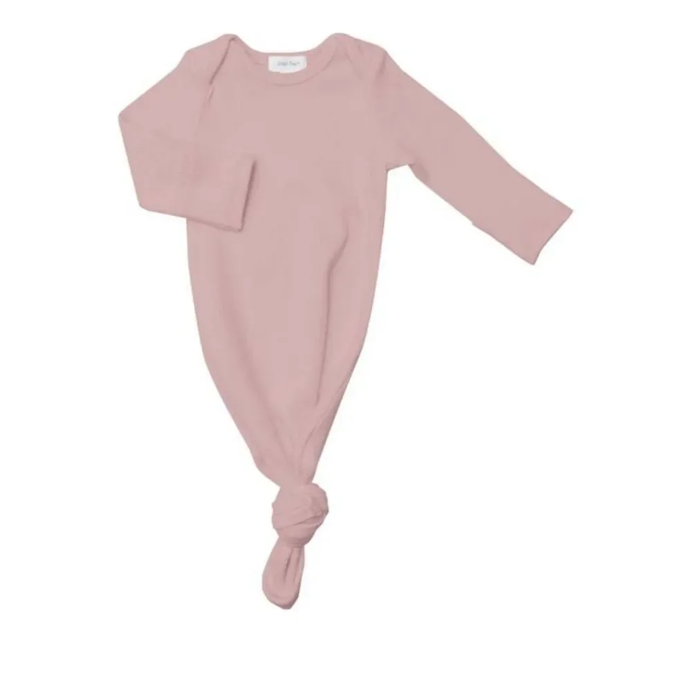 🔥clearance🔥Silver Pink Solid Rib Knotted Gown